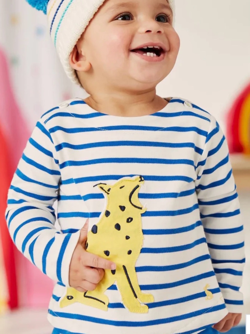 Joules Blue & White Striped Baby Top. Size:Newborn. Height 22”, Wt. Up to 10lbs